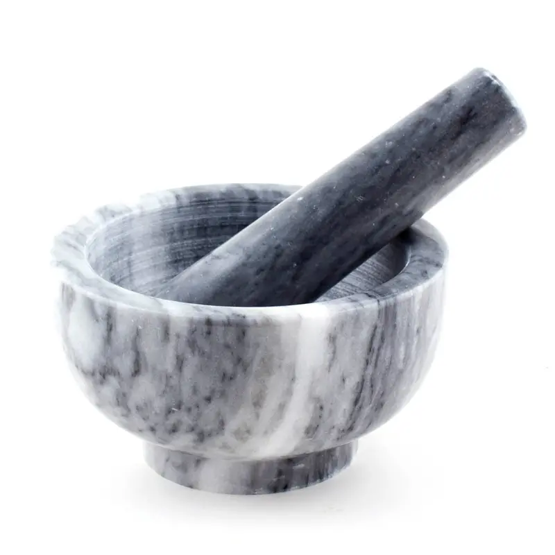 Compact Marble Mortar and Pestle Set – Small Prep Size