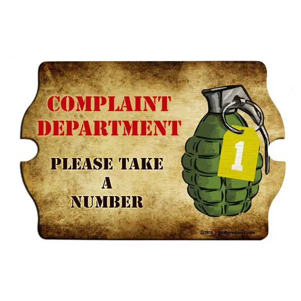 ‘Complaint Department’ Humorous Bar Sign – Witty Wooden Wall Decor