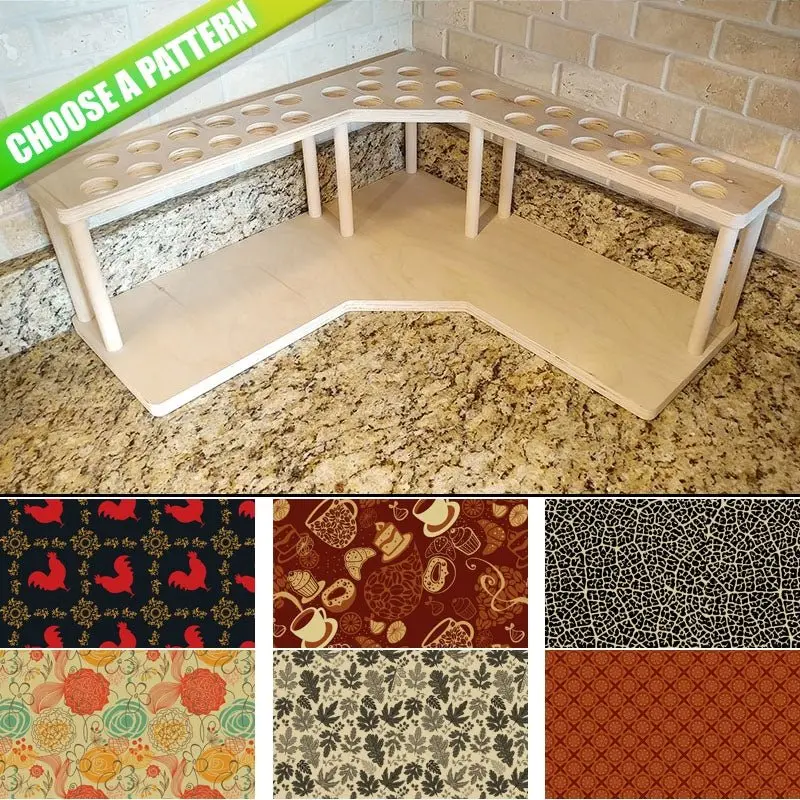 Counter Caddies™ Corner Unit – Customizable Pattern, K-Cup Holes Included