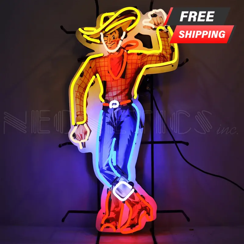 Cowboy Vegas Vic Neon Wall Sign – Retro Saloon Lighting Decor