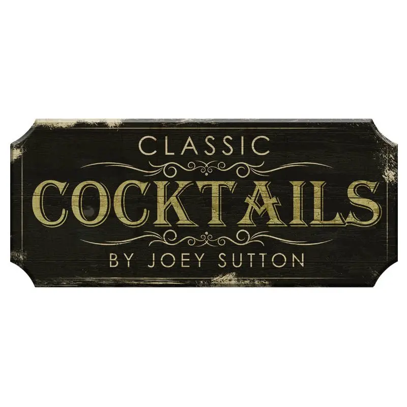 Custom Classic Cocktails Wood Plaque Sign – Multiple Color Finishes Available