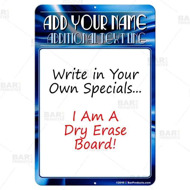Custom Dry Erase Specials Sign – Blue Abstract Background Template