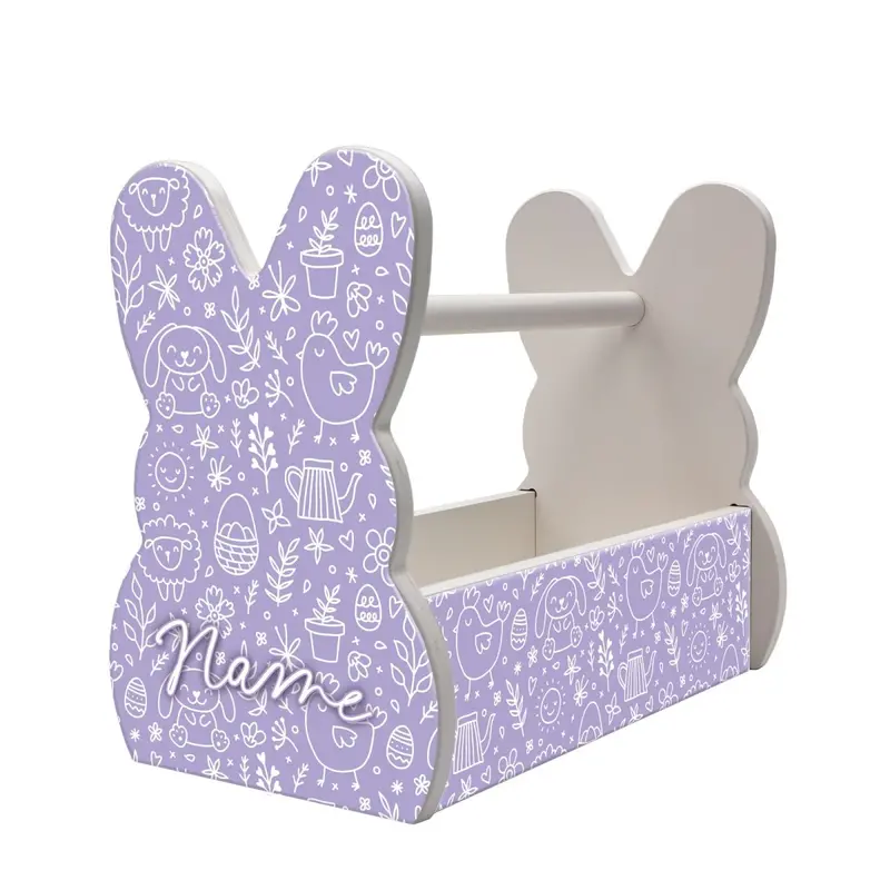 Custom Easter Wooden Bunny Basket – Multiple Color Options & Pattern Variants