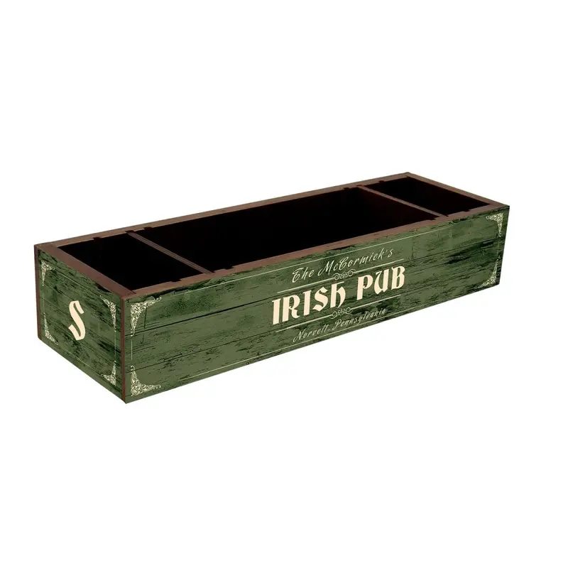 Custom Irish Pub-Style Wooden Condiment Caddy