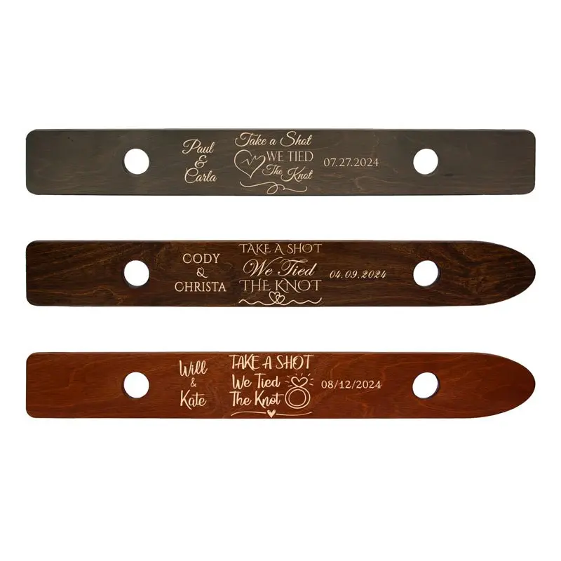 Custom Laser-Engraved Wooden Couple Shot Ski – ‘We Tied The Knot’ Design