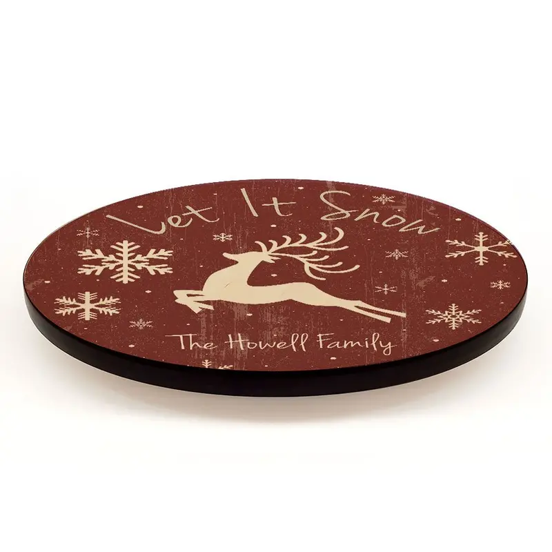 Custom Let It Snow Lazy Susan – Red Holiday Theme, Multiple Sizes, USA-Made