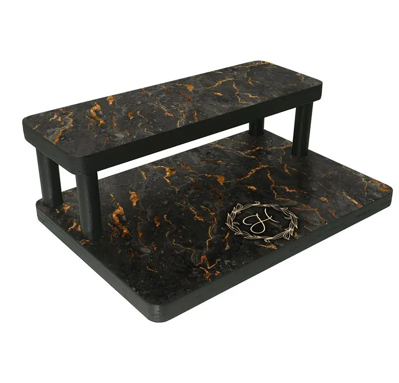 Custom Marble Monogram Counter Caddy – 12-Inch Straight Shelf