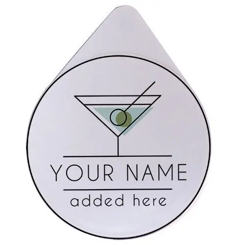 Custom Martini-Themed Glass Rimmer Lid with Name Engraving
