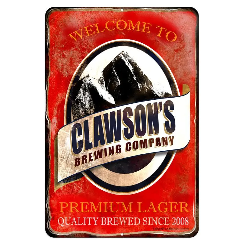 Custom Red Brewing Company Metal Bar Sign (12″ x 18″)