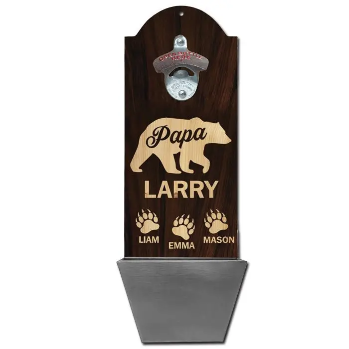 Custom Round-Top Cap-Catcher Plaque – Papa Bear Design