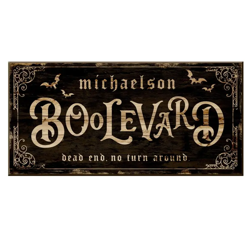 Custom Vintage-Style Wooden Halloween Sign – Booleveld Design (11.75″ x 23.75″)