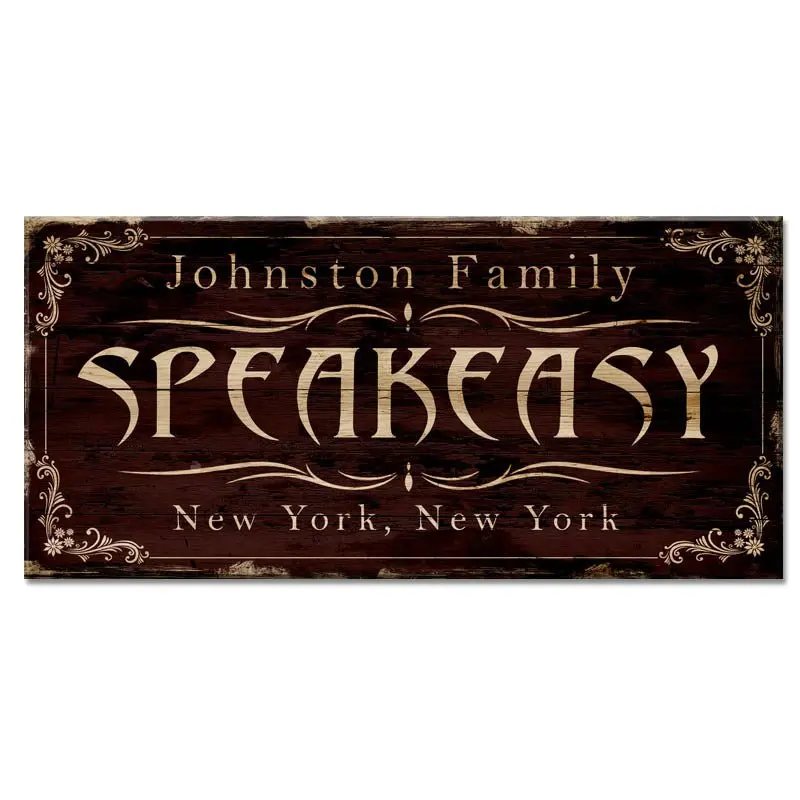 Custom Vintage Wooden SPEAKEASY Bar Sign – 11.75″ x 23.75″