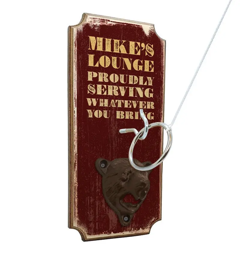 Custom Wall-Mounted Ring Toss Game with Bottle Opener – Lounge-Themed Design