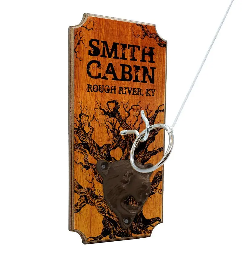 Custom Wall-Mounted Ring Toss Game with Bottle Opener – Rustic Cabin Style