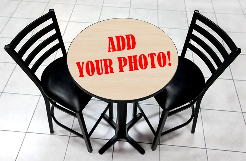 Customizable 30″ Round Wooden Bar Table Set with Cast Iron Base and Two Matching Stools
