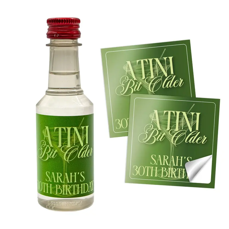 Customizable ‘A Tini Bit Older’ Martini Birthday Sticker – Compact 1.8″ Square