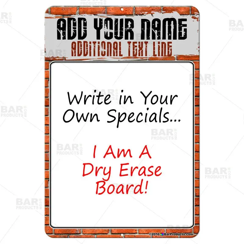 Customizable Dry Erase Specials Board – Brick Wall Design Template