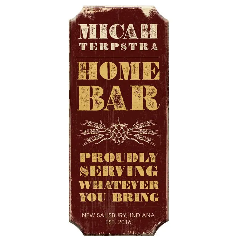 Customizable HOME BAR Wooden Plaque – Selectable Stain Colors