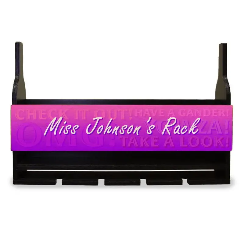 Customizable Wall-Mounted Wine & Glass Shelf with Playful Pink Accent Plaque