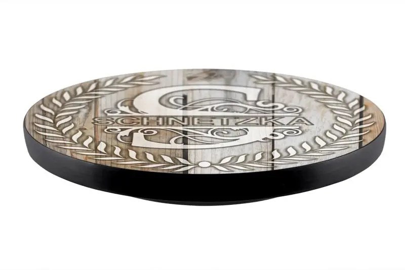 Customizable White Wood Lazy Susan – Botanical Leaf Motif, 3 Diameters, Tabletop Use
