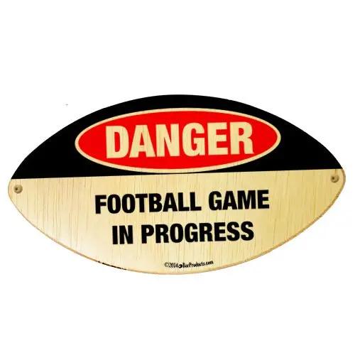 Danger Football Wall Plaque – Humorous Safety-Themed Sign