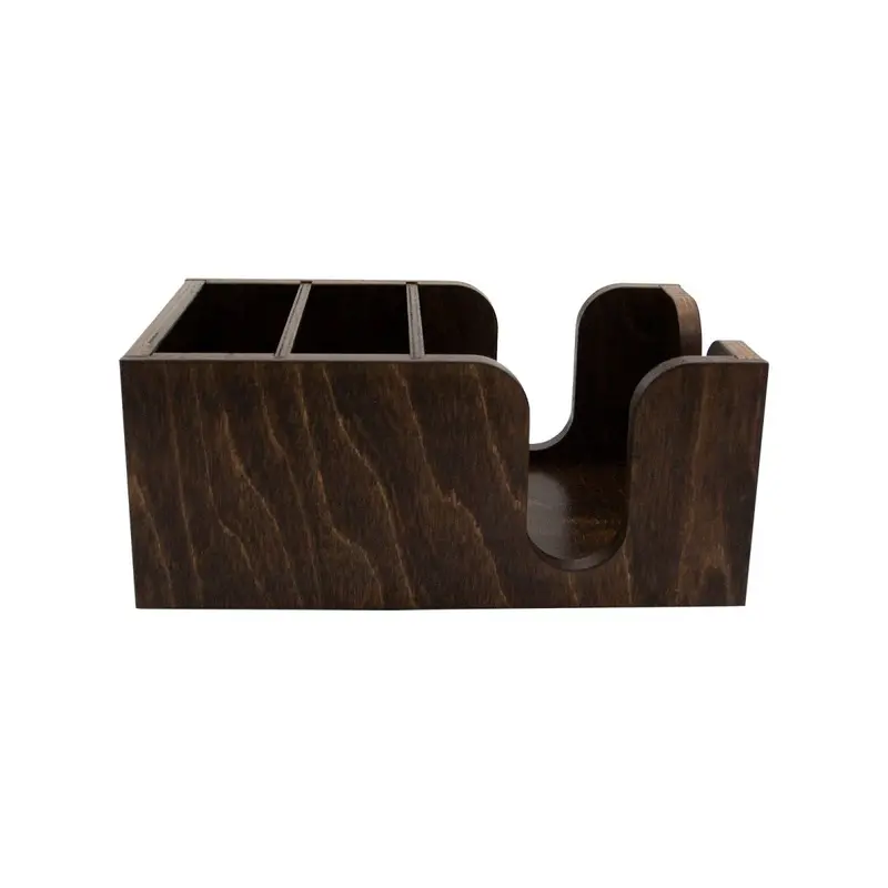 Dark-Stain Wooden Bar Napkin Caddy for Countertop Use