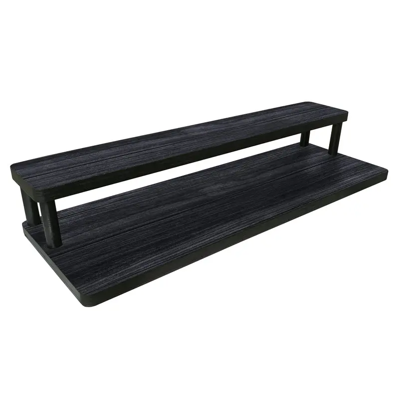 Dark Wood Texture Counter Caddy – 24-Inch Straight Shelf