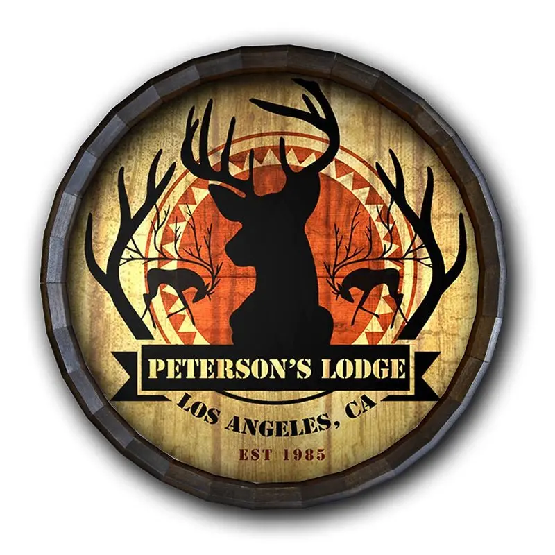 Deer Lodge Wood Barrel Top Wall Sign