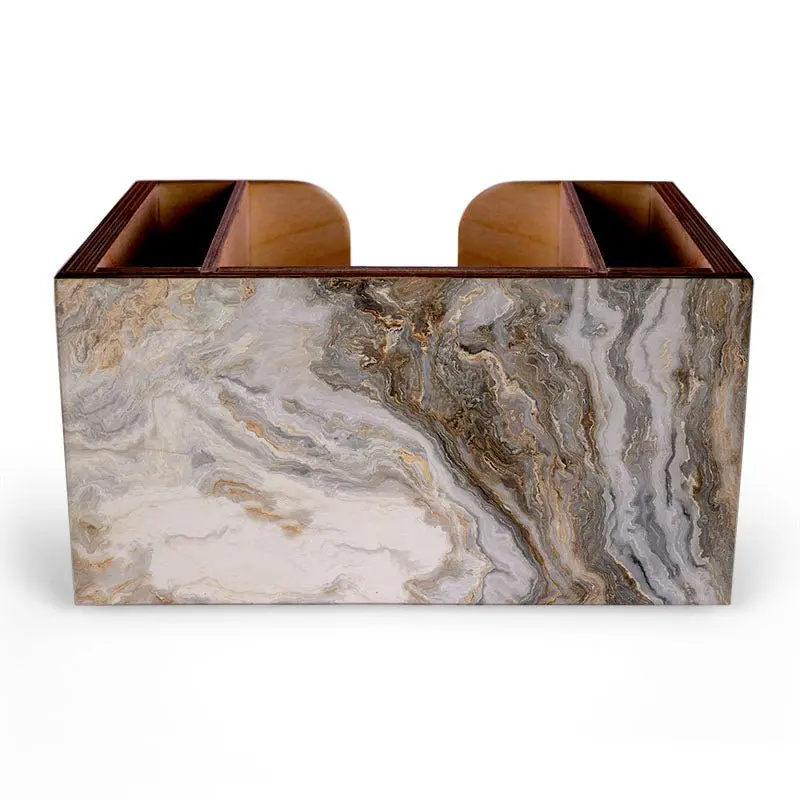Distressed Marble Wooden Bar Caddy