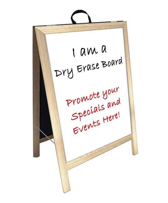 Double-Sided Natural Wood A-Frame Dry Erase Sidewalk Sign