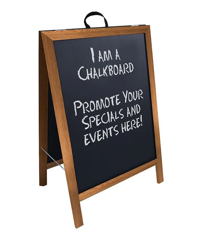 Double-Sided Stained Wood A-Frame Chalkboard Sidewalk Sign