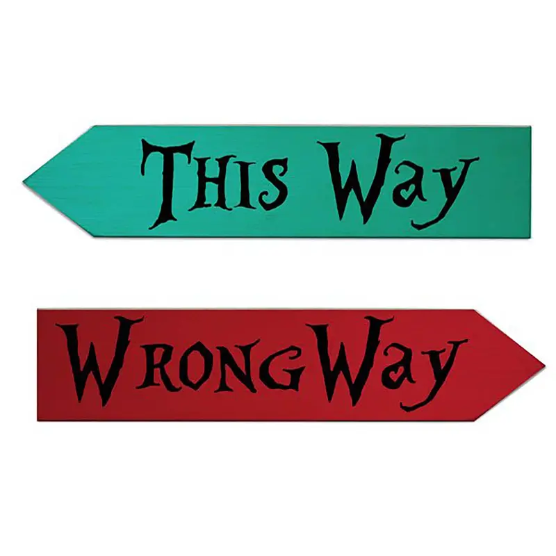 Dual-Sided Wooden Arrow Sign: ‘This Way’ / ‘Wrong Way’