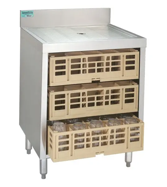 Enclosed Glass Bar Rack with Integrated Drainboard