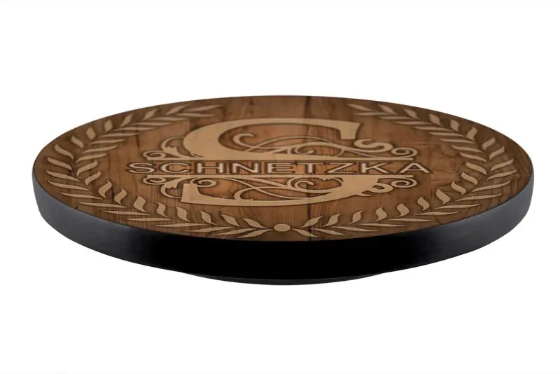 Engraved Dark Wood Lazy Susan – Elegant Leaf Pattern, 3 Sizes, Handcrafted in the USA