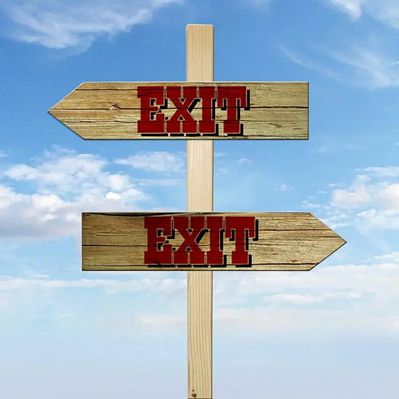 Exit-Symbol Wooden Arrow Wall Sign