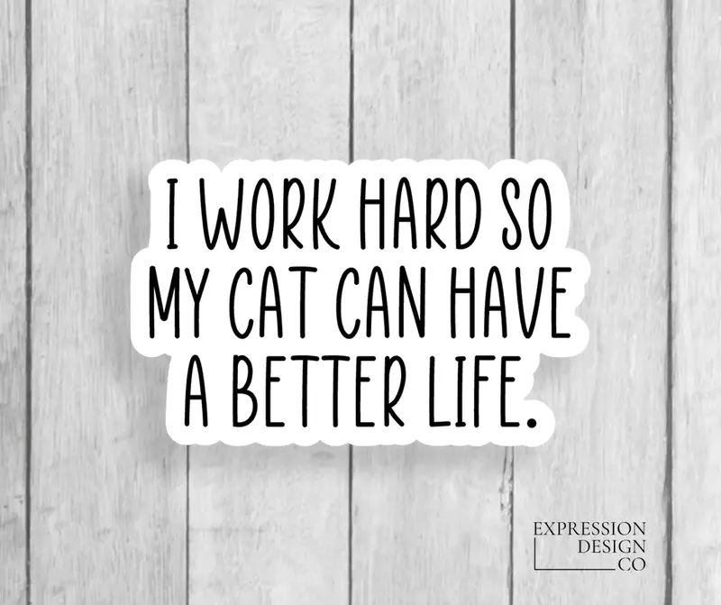 Expression Design Co. Cat Life Vinyl Sticker – Whimsical Pet-Themed Decal