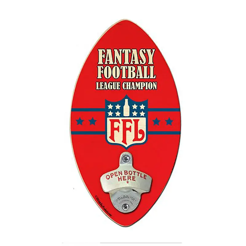 Fantasy Football Champion Bottle Opener – Football-Shaped Wall Mount