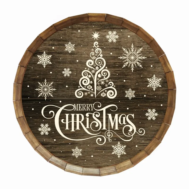 Festive Merry Christmas Barrel-Top Bar Sign