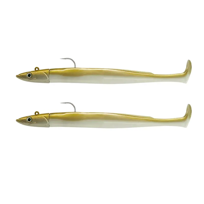 Fiiish Crazy Sand Eel Soft Bait – Paddle Tail, Gold Double Combo, 150mm