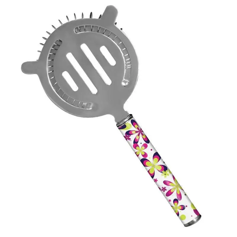 Floral-Design Pipe-Handle Cocktail Strainer