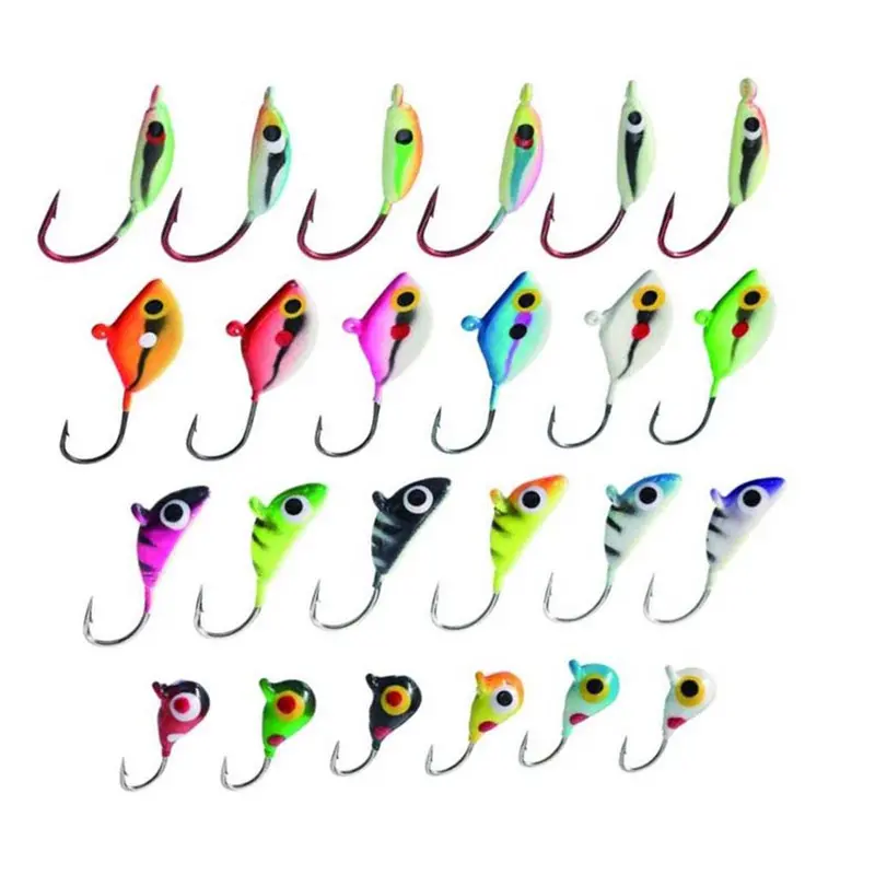 Glow-in-the-Dark Ice Fishing Jig Kit – 24-Piece Crappie, Panfish & Perch Assortment