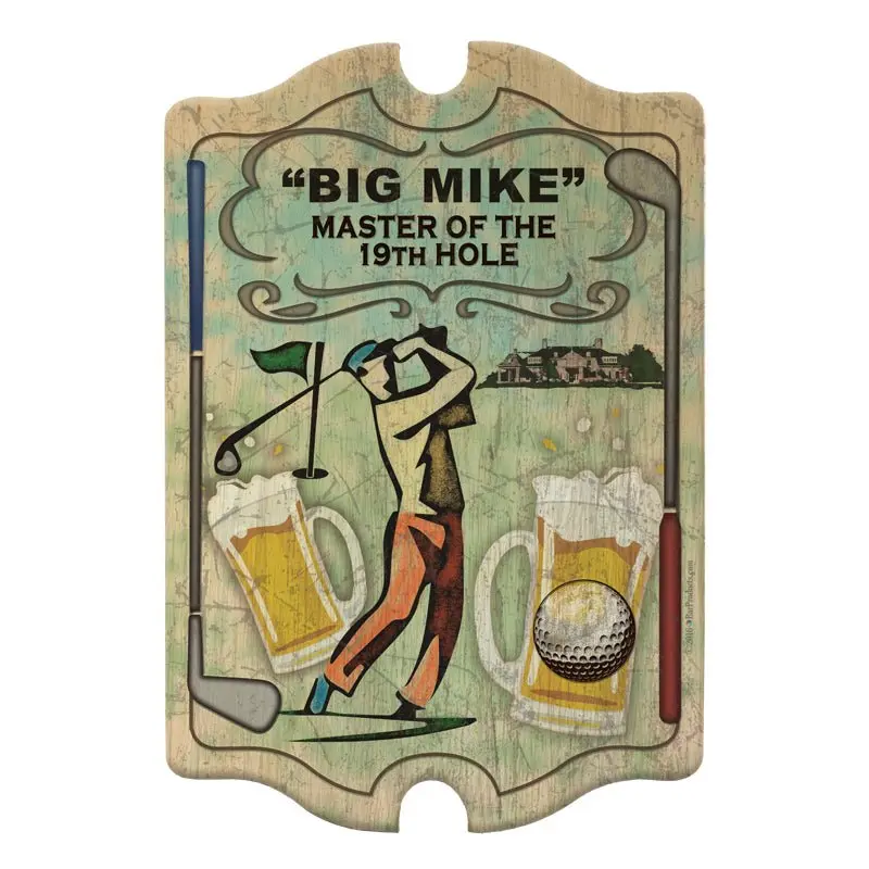 Golf-Themed Tavern-Style Wooden Bar Sign