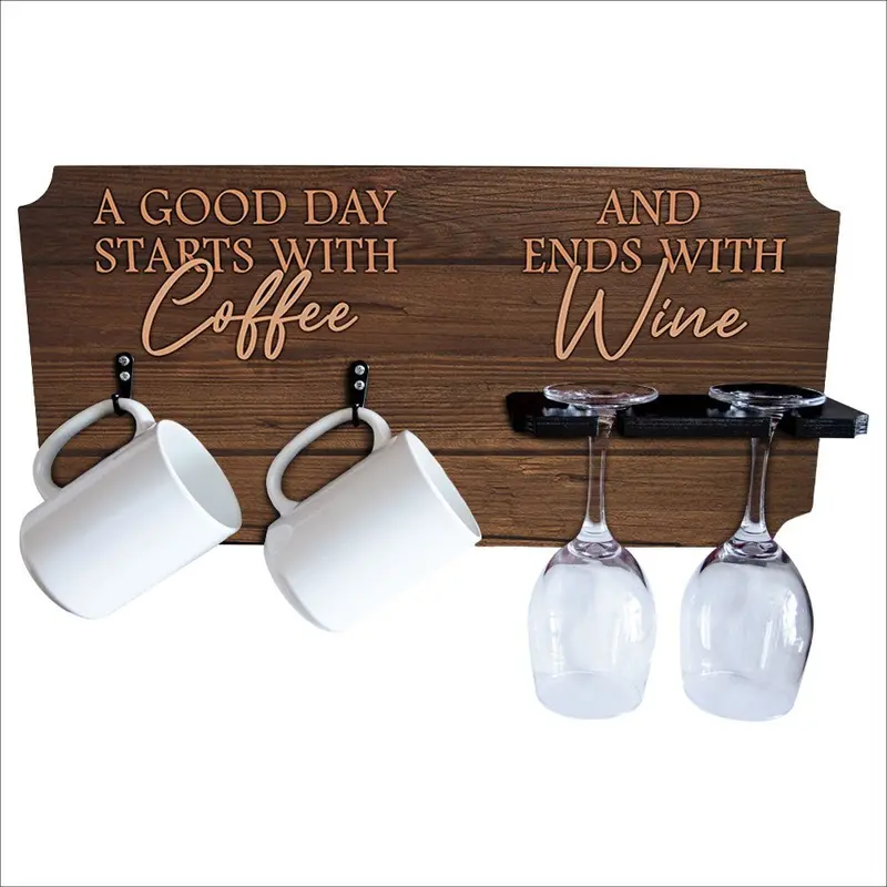 “Good Day Starts With Coffee and Ends With Wine” Holder – Stylish Dual-Purpose Display