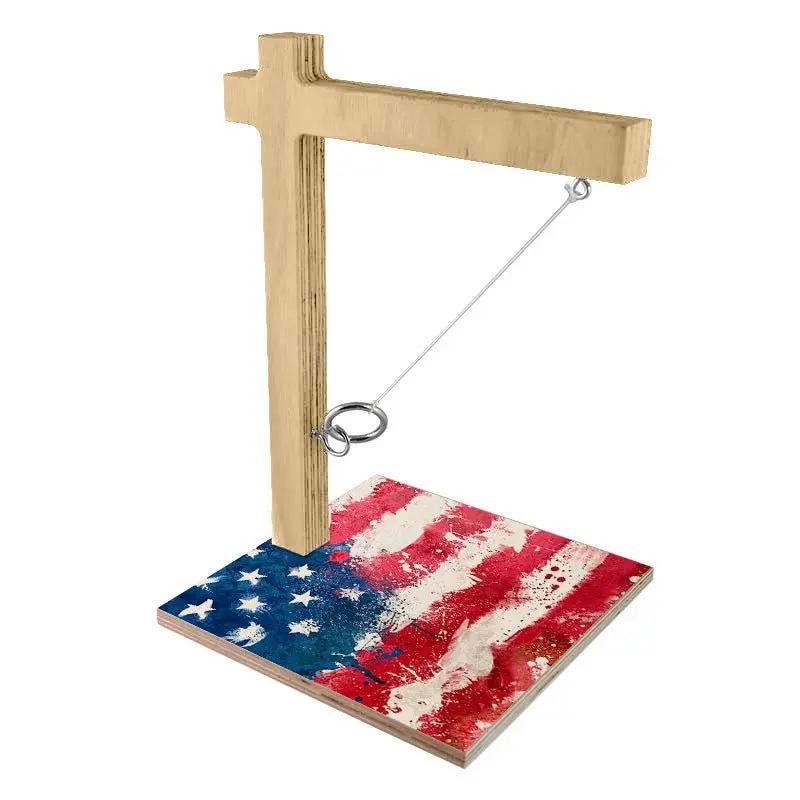 Grunge-Style Tabletop Ring Toss Set for Edgy Home Game Rooms