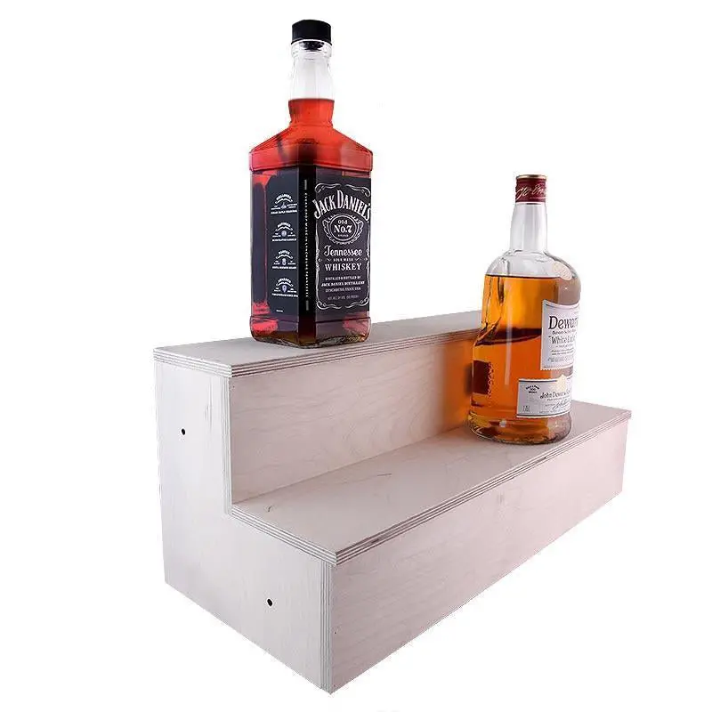 Handcrafted 2-Tier Wooden Liquor Shelf for 1.75L Bottles – Natural Wood Tone