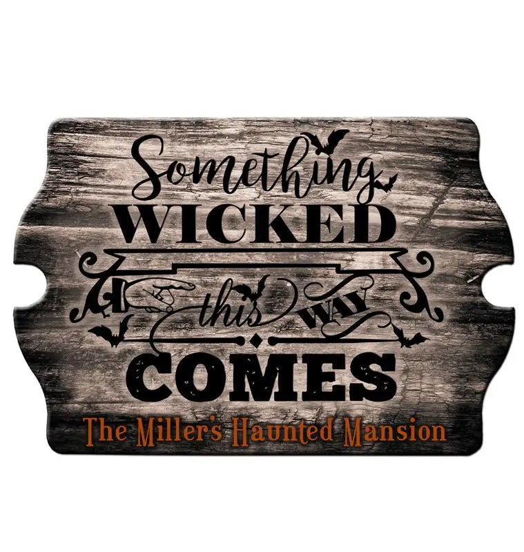 Handcrafted Tavern-Style Wooden Bar Sign – ‘Something Wicked’ Theme