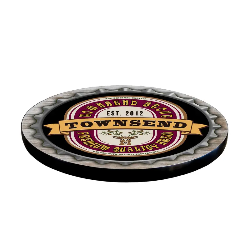 Handmade Wooden Lazy Susan – Engraved Name Option – Bottle Cap Accent – Made in USA, Multiple Sizes