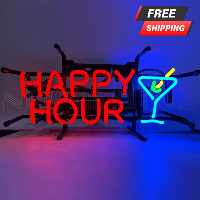 Happy Hour Neon Sign – Vibrant LED Bar Room Accent Light