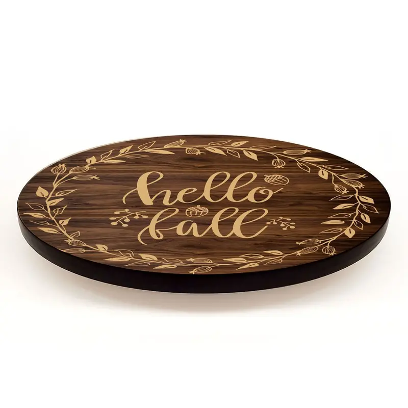 ‘Hello Fall’ Themed Lazy Susan – Made in USA, Selectable Dimensions