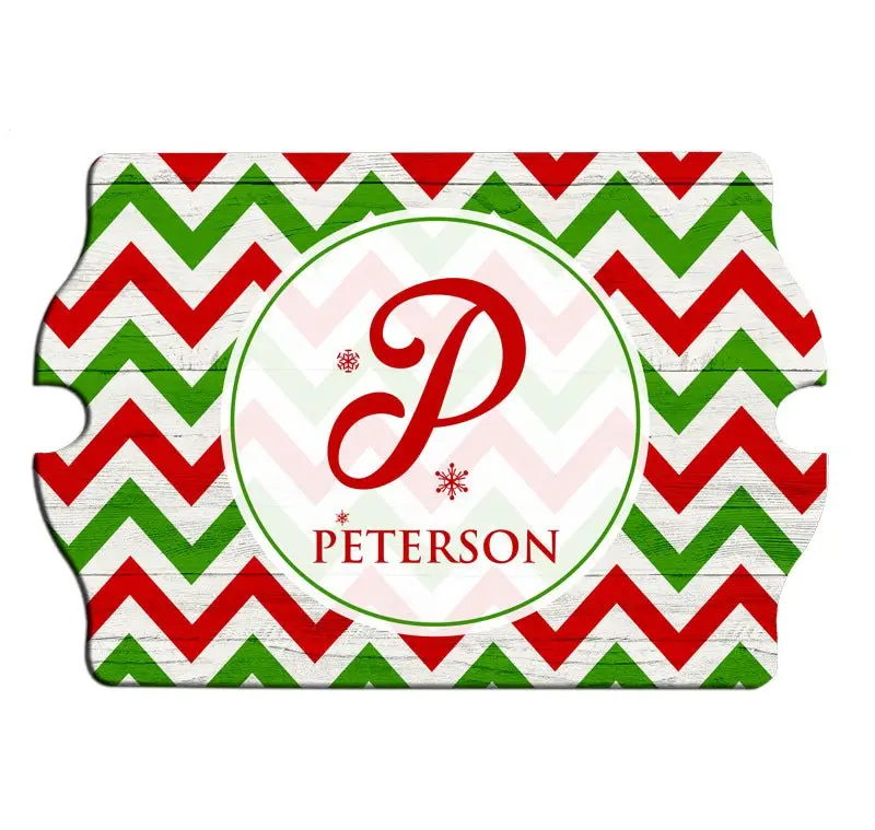 Holiday-Themed Monogrammed Tavern-Shaped Wooden Bar Sign